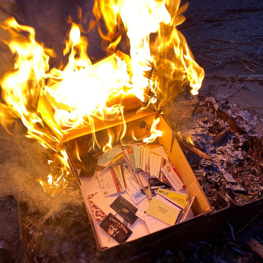 Business Cards on Fire