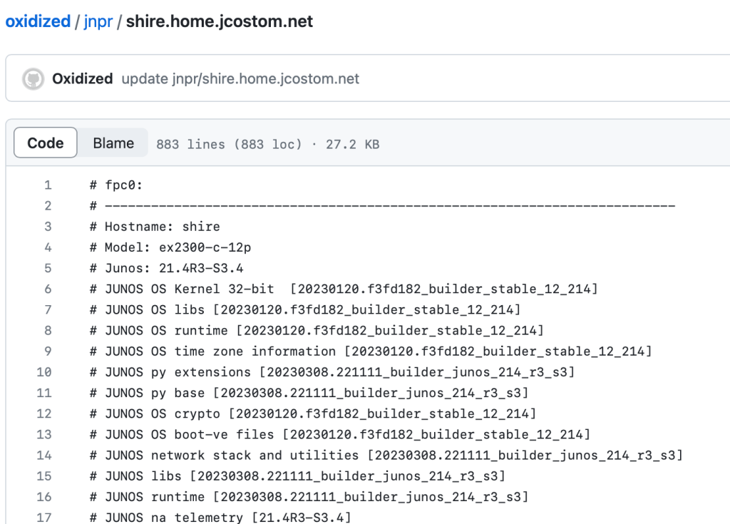 config backup in GitHub